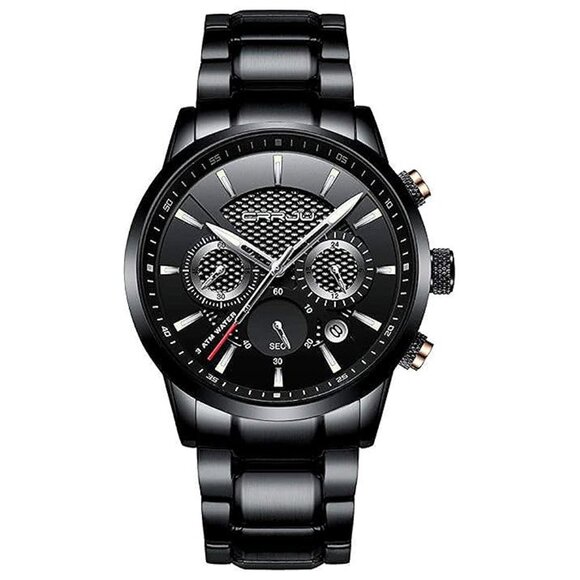 Men's Business Casual Chronograph Quartz , black silver